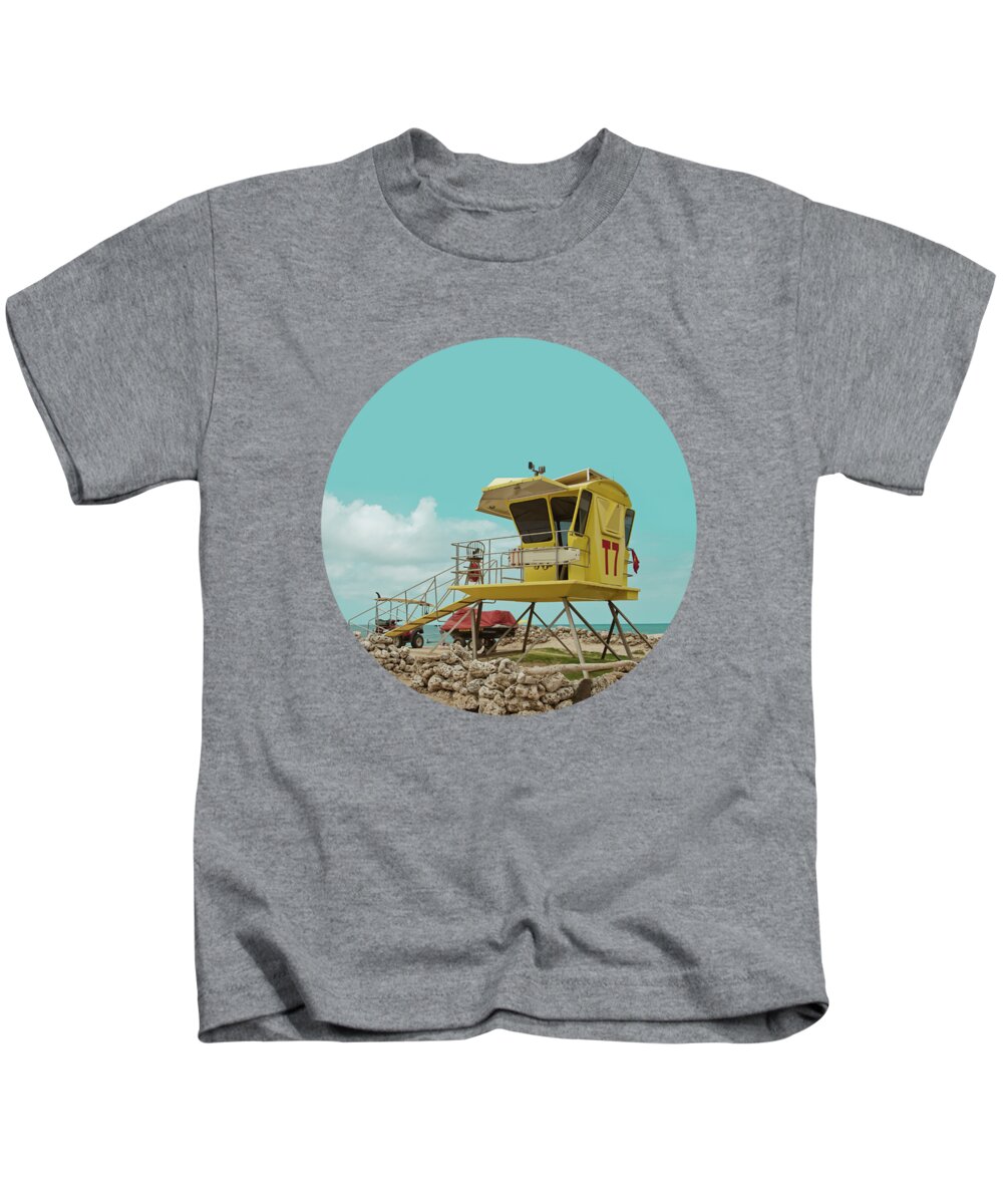 Aloha Kids T-Shirt featuring the photograph T7 Lifeguard Station Kapukaulua Beach Paia Maui Hawaii by Sharon Mau