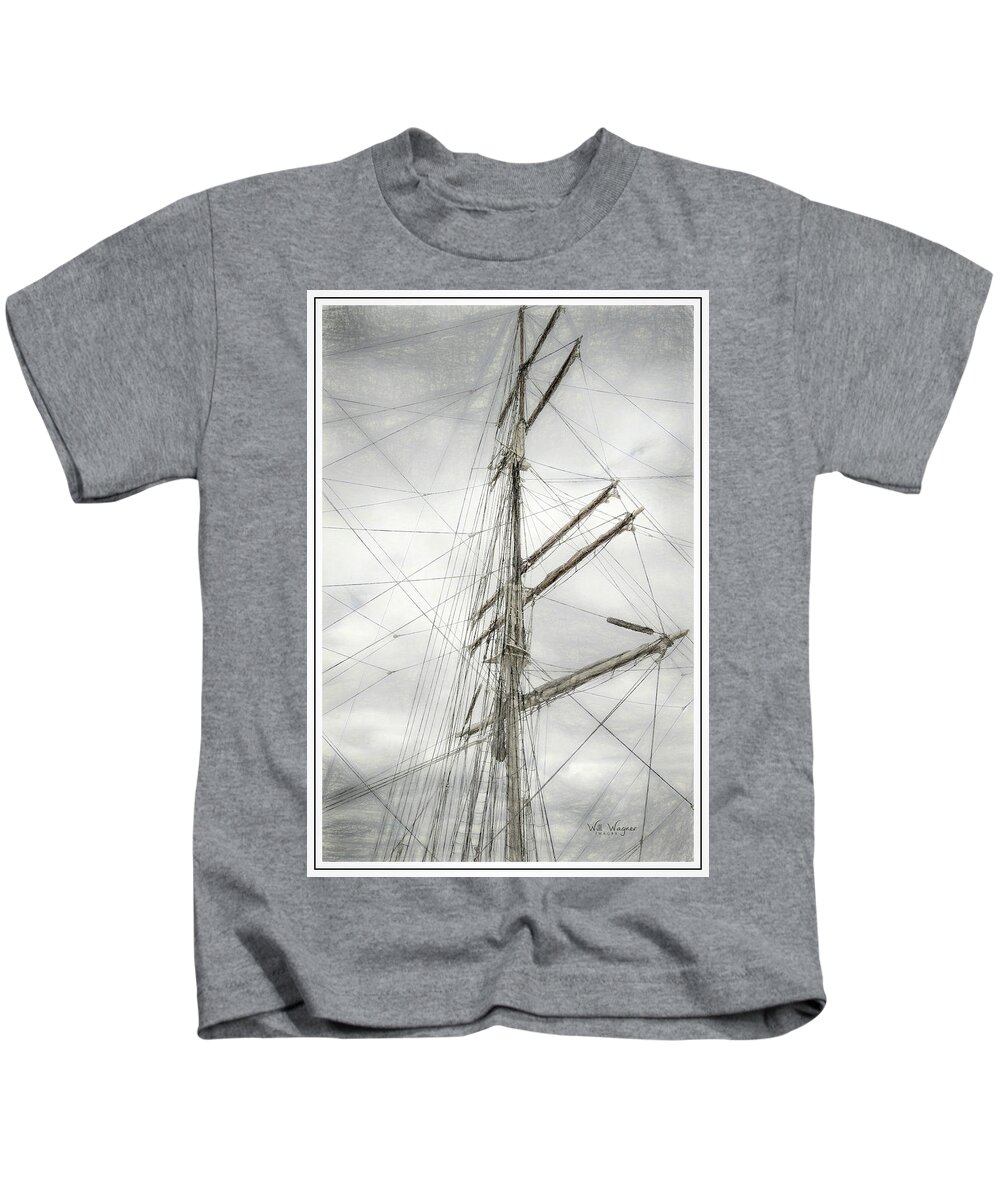 Mast Kids T-Shirt featuring the photograph Tall Ship by Will Wagner