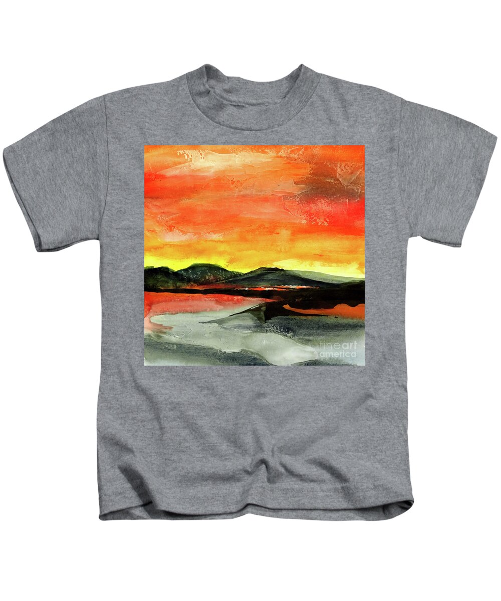 Original Watercolors Kids T-Shirt featuring the painting Taos Gold by Chris Paschke
