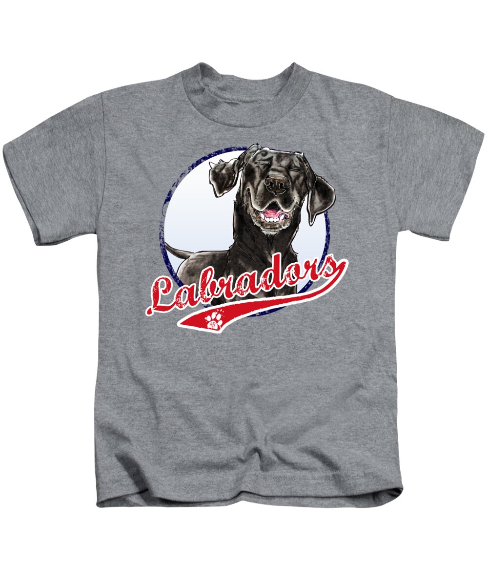 Baseball Kids T-Shirt featuring the drawing Team Black Lab by Canine Caricatures By John LaFree
