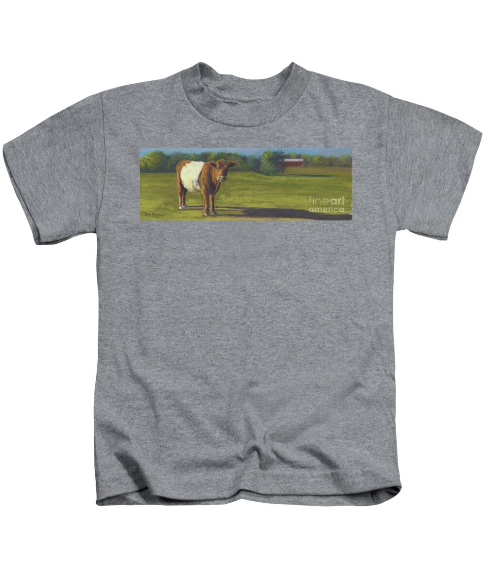 Belted Cow Painting Kids T-Shirt featuring the painting The Belted Cow by Terri Meyer