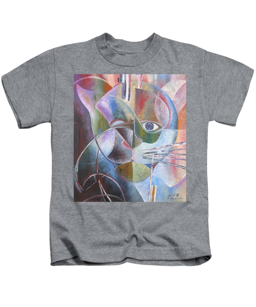 The Cat's Eye Kids T-Shirt featuring the painting The Cat's Eye by Obi-Tabot Tabe