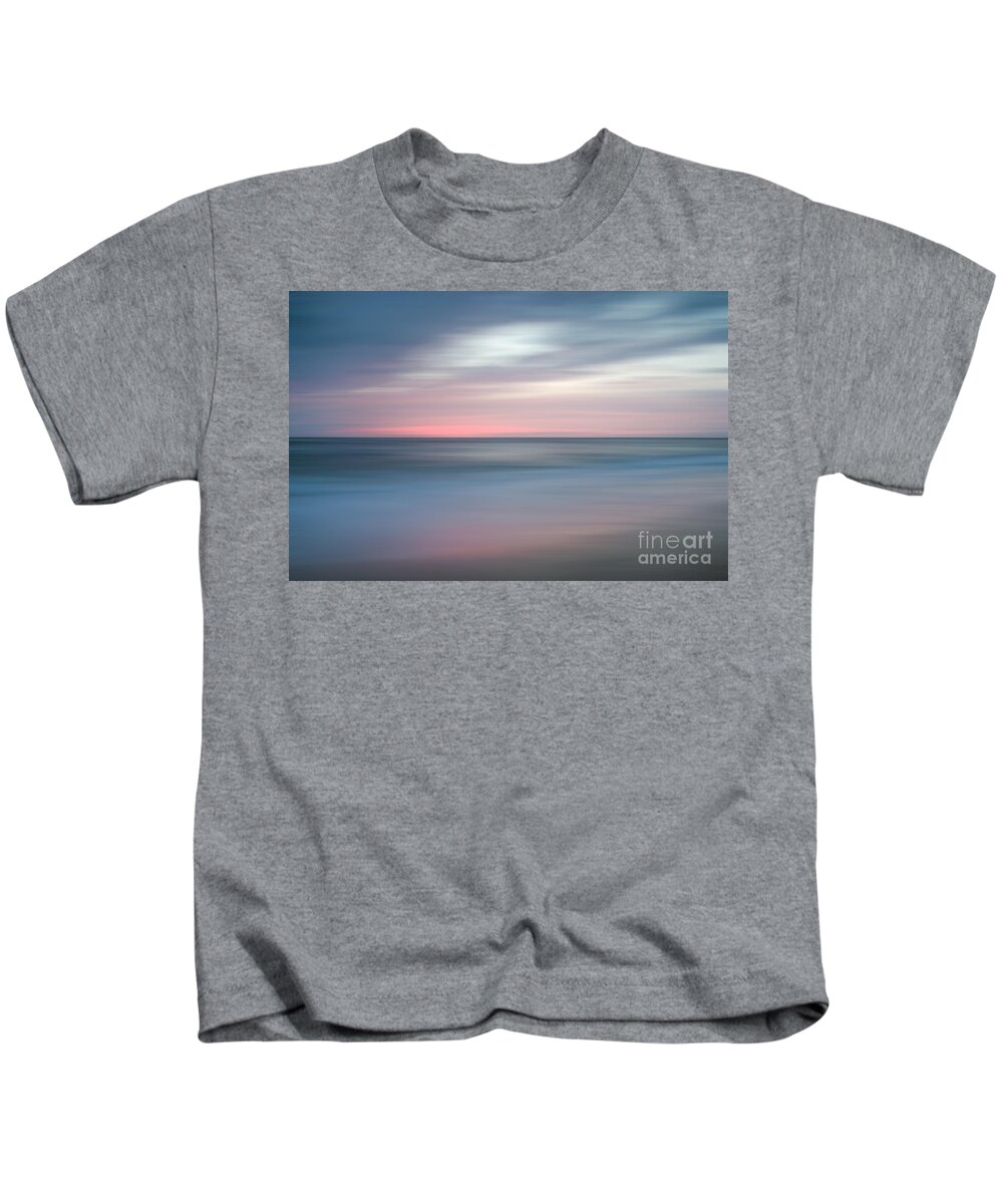 Abstract Coastal Kids T-Shirt featuring the photograph The Colors of Evening on the Beach Landscape Photograph by PIPA Fine Art - Simply Solid