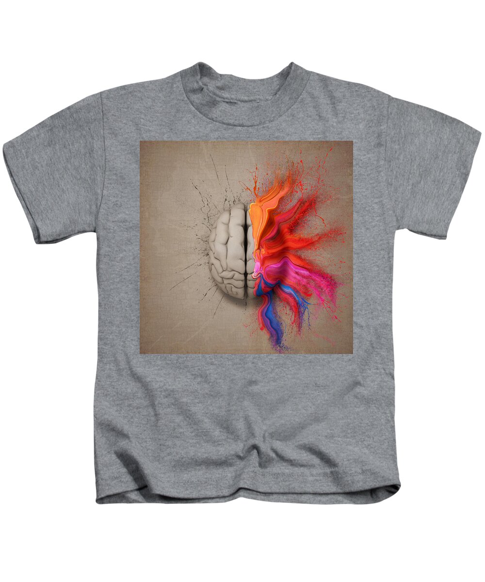 Brain Kids T-Shirt featuring the digital art The Creative Brain by Johan Swanepoel