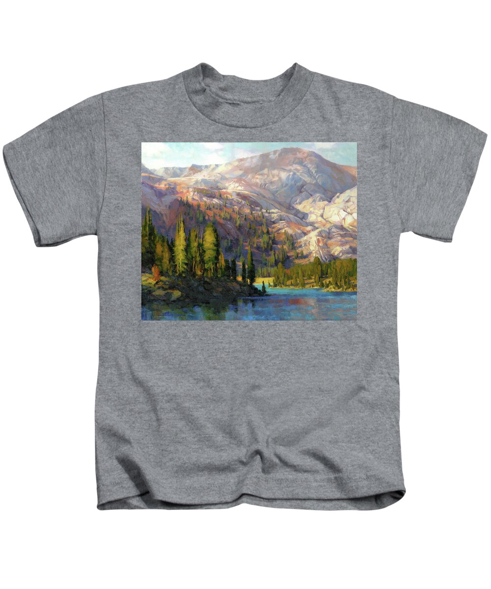 Mountain Kids T-Shirt featuring the painting The Divide by Steve Henderson