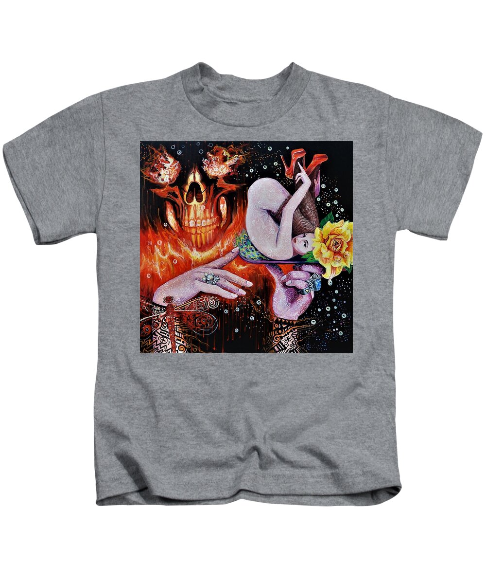 Woman Kids T-Shirt featuring the painting The Feast by Yelena Tylkina