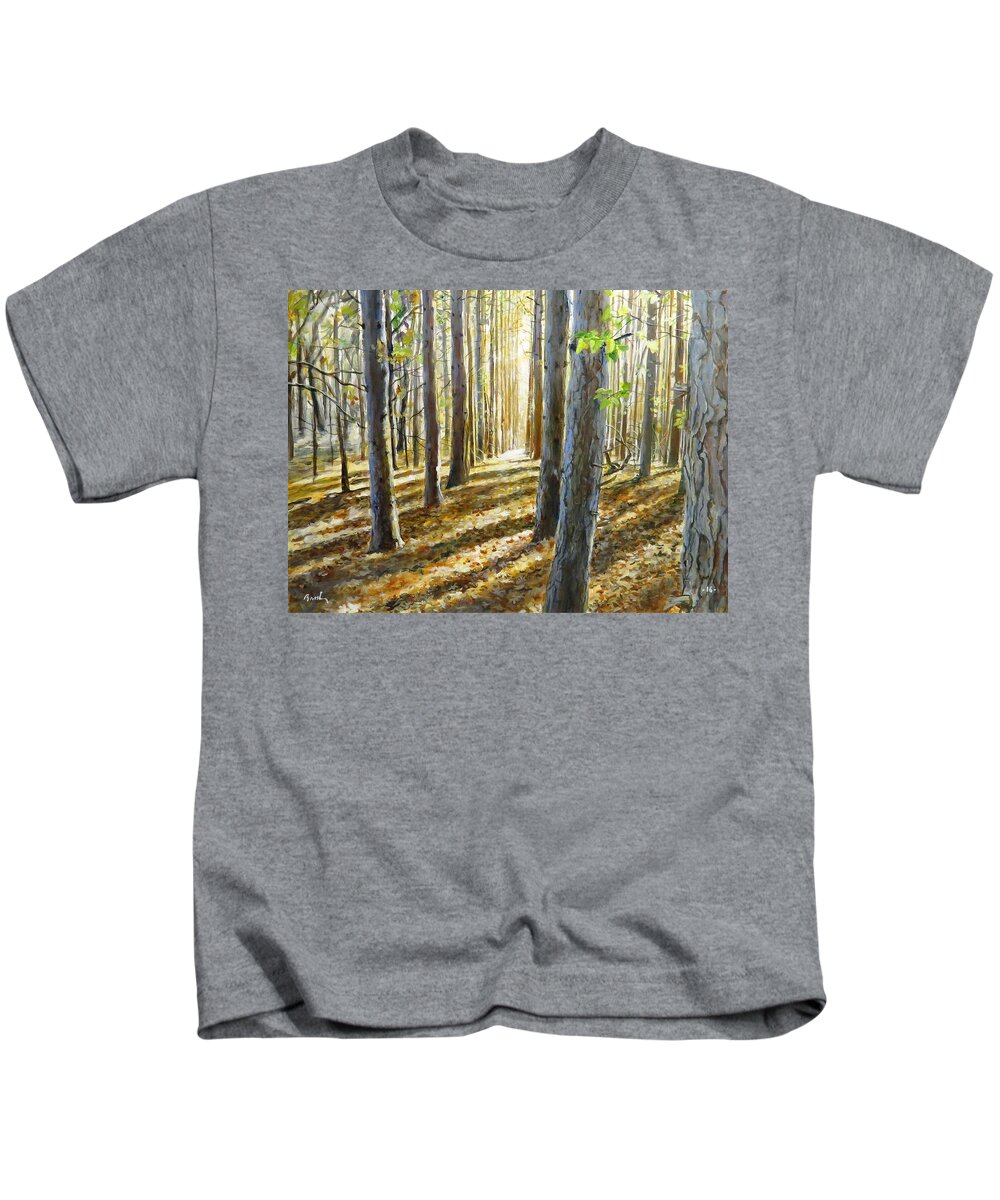 Woods Kids T-Shirt featuring the painting The Forest And The Trees by William Brody