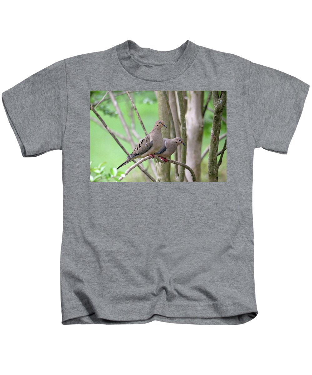 Mourning Doves Kids T-Shirt featuring the photograph The Happy Couple by Trina Ansel