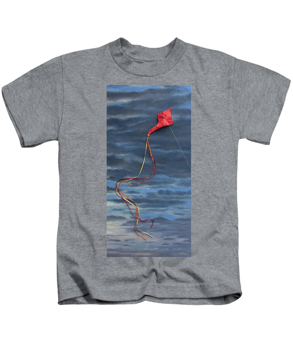 Kite Kids T-Shirt featuring the mixed media The Kite by Marg Wolf