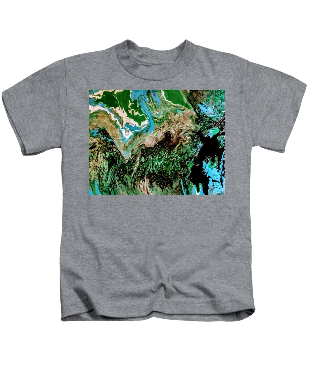 Pour Kids T-Shirt featuring the painting The lay of the land by Valerie Josi