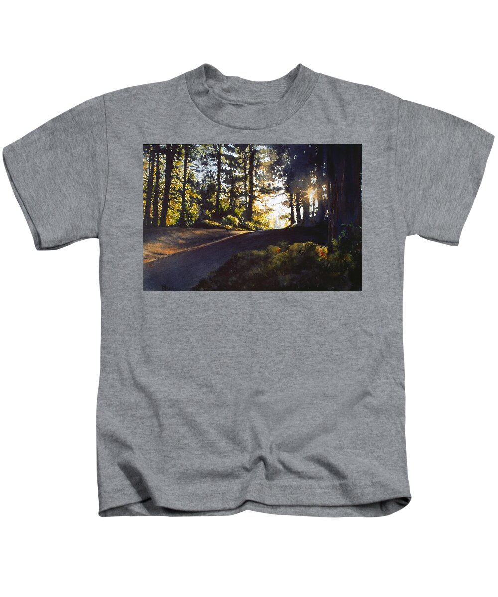 Landscape Kids T-Shirt featuring the painting The Long Way Home by Barbara Pease