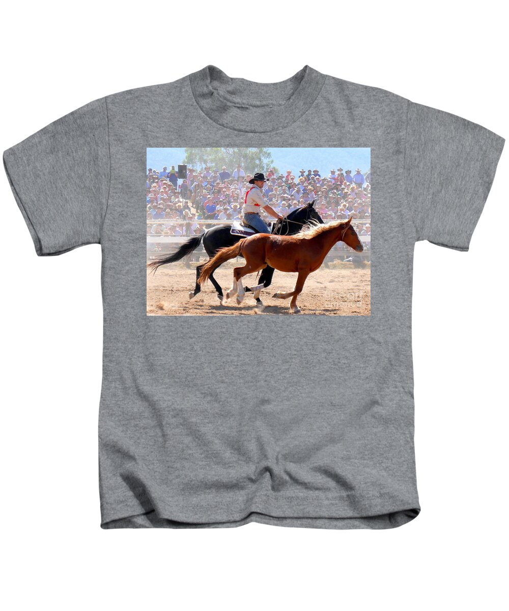 The Man From Snowy River Kids T-Shirt featuring the photograph The Man from Snowy River by Lexa Harpell