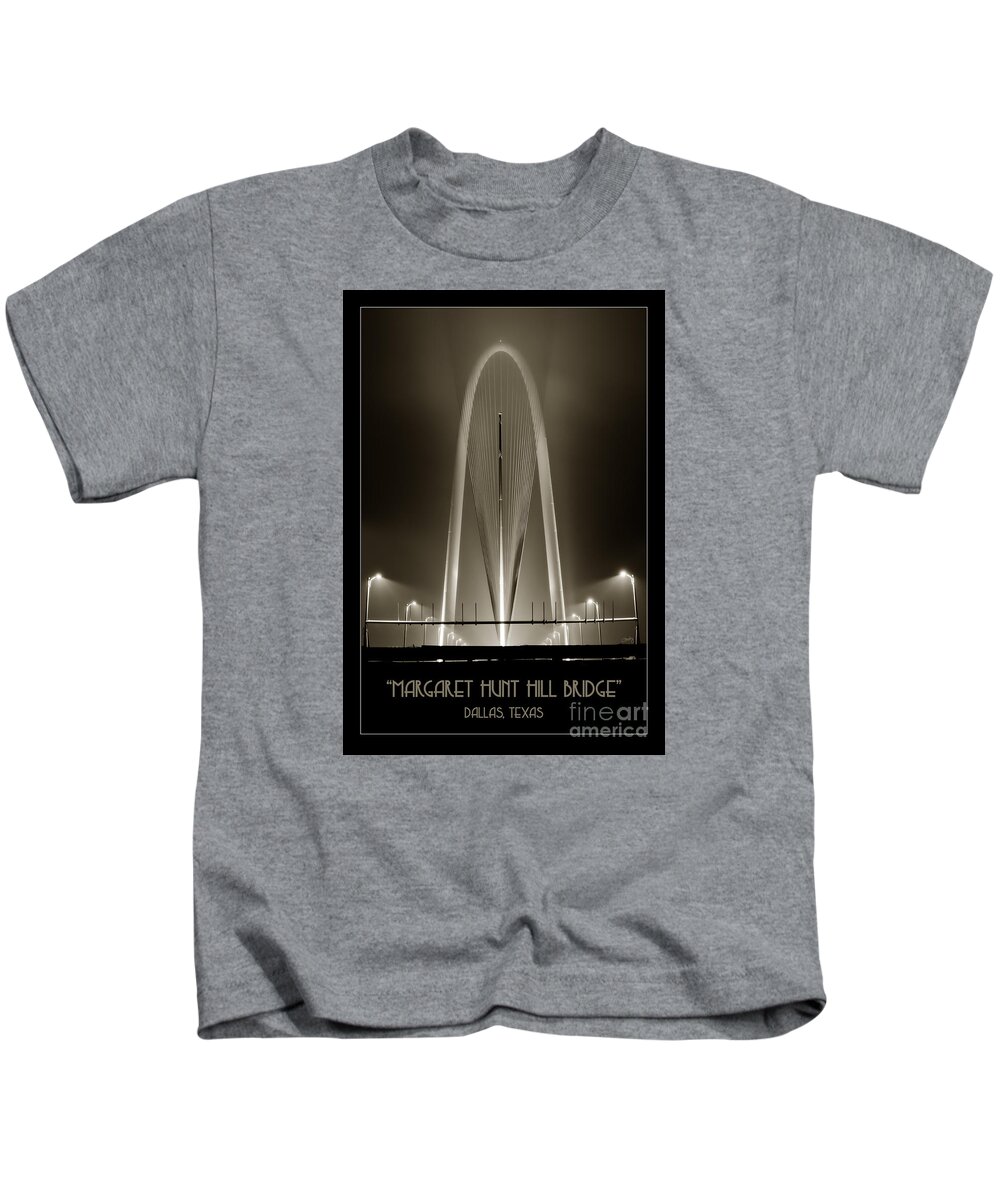 Margaret Hunt Hill Kids T-Shirt featuring the photograph The Margaret Hunt Hill Bridge in Sepia by Imagery by Charly