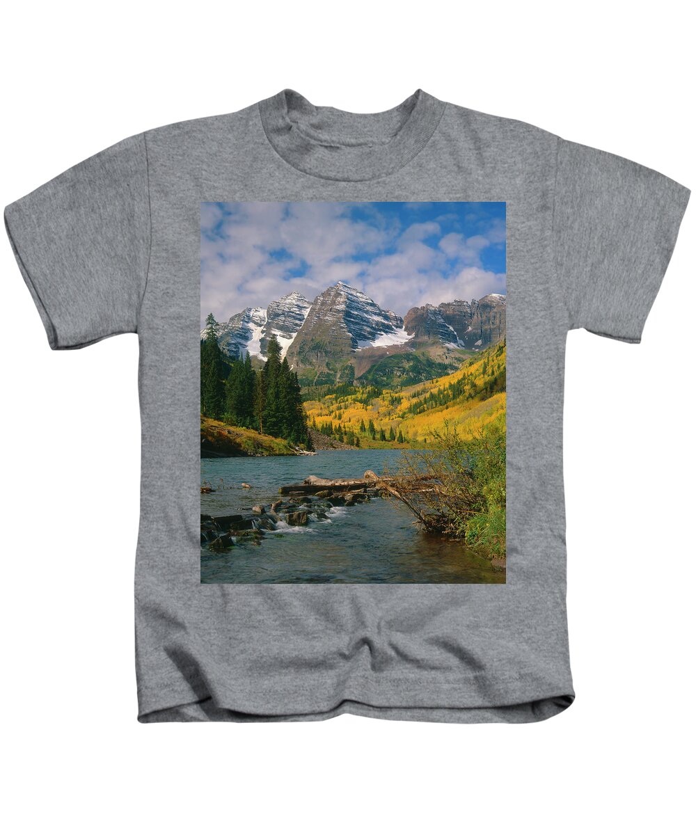 Mark Miller Photos Kids T-Shirt featuring the photograph The Maroon Bells in Autumn by Mark Miller