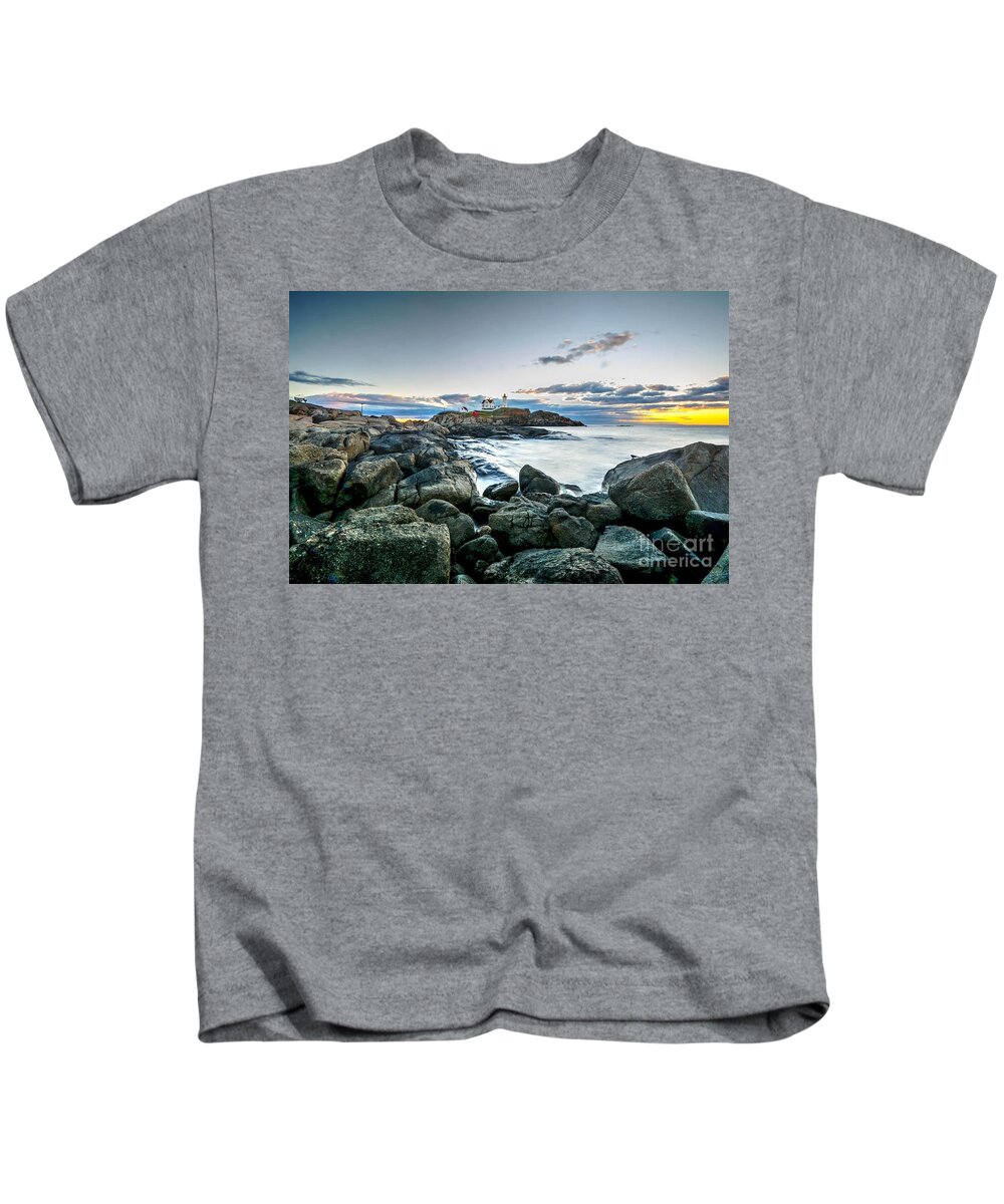 Maine Kids T-Shirt featuring the photograph The Nubble by Steve Brown