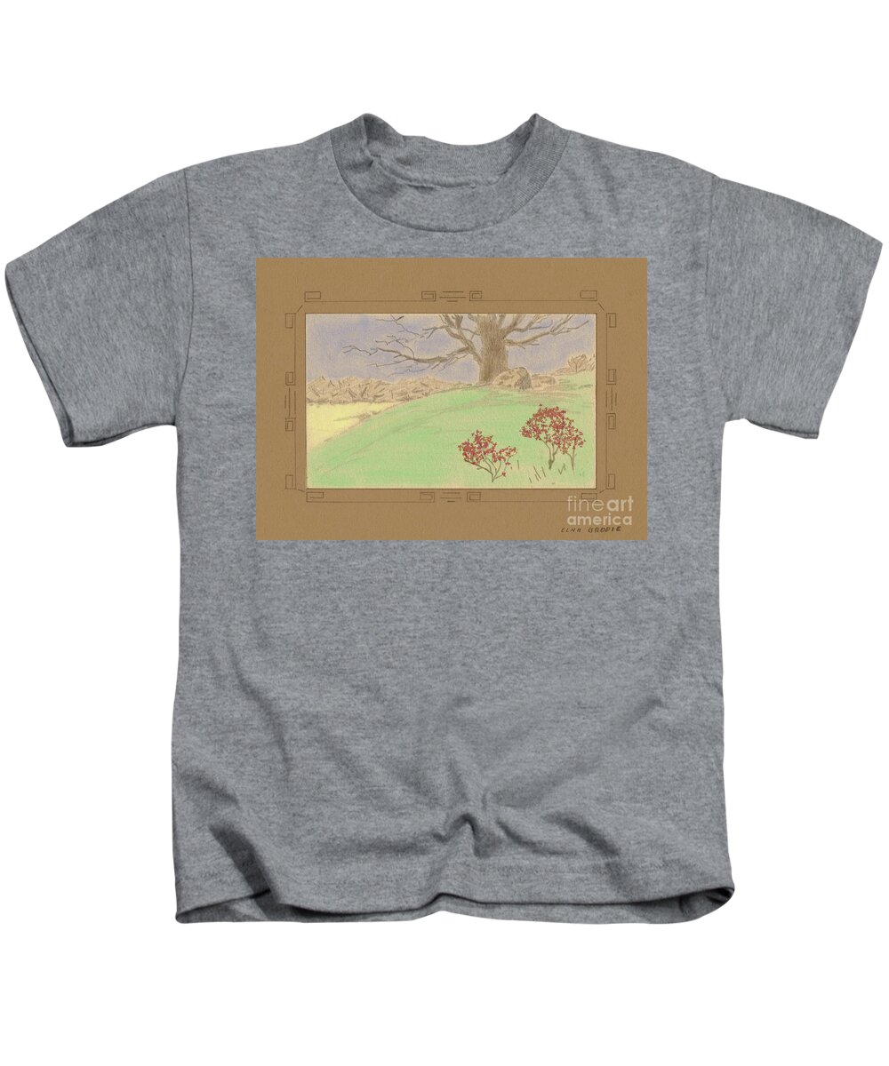 Gully Kids T-Shirt featuring the drawing The Old Gully Tree by Donna L Munro