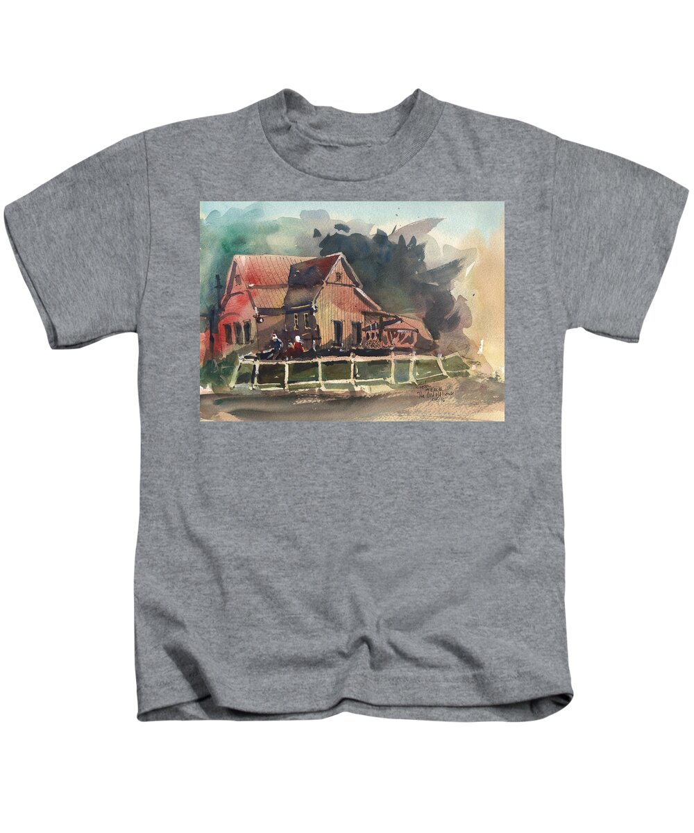 Architecture Kids T-Shirt featuring the painting The Old old house by Gaston McKenzie