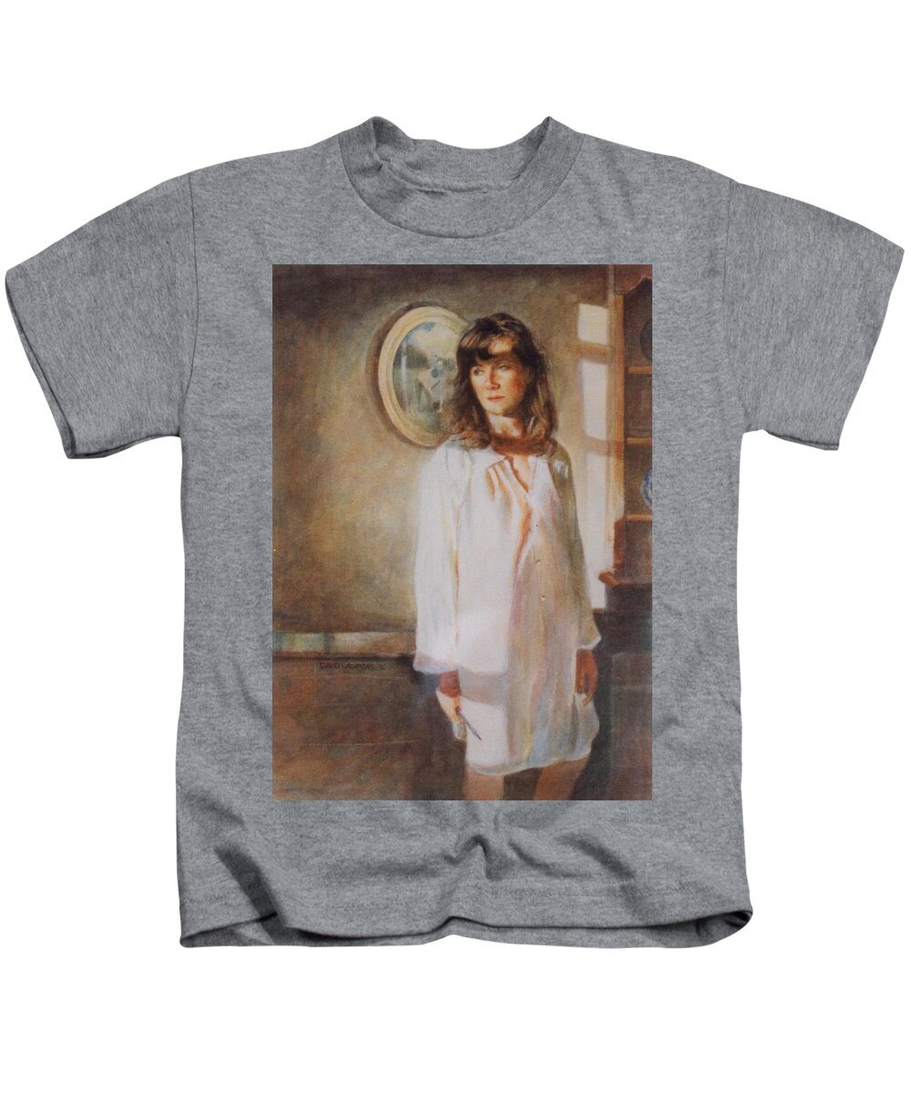 Portrait Kids T-Shirt featuring the painting The Old Watercolour by David Ladmore