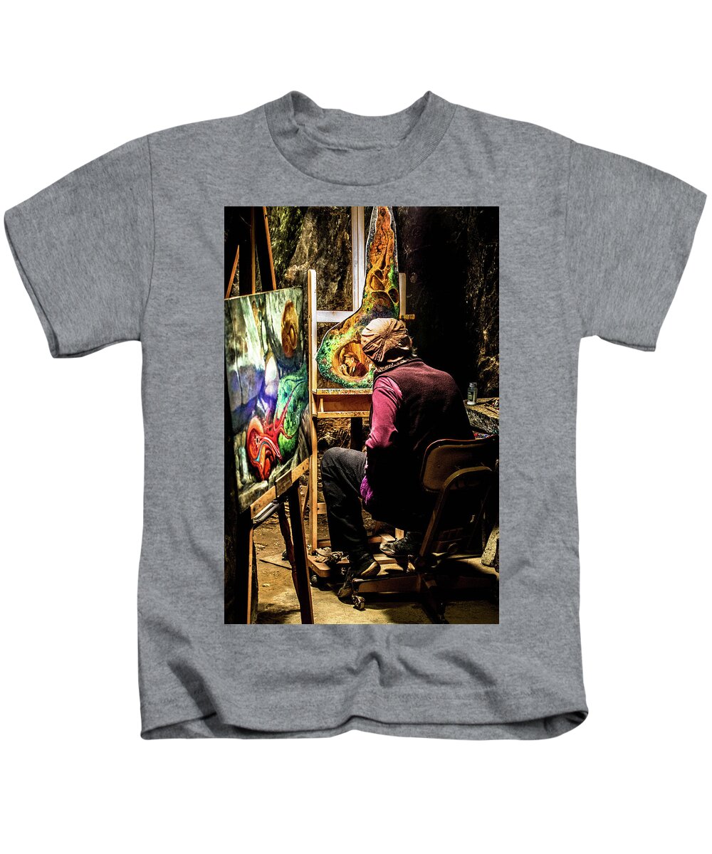Artist Kids T-Shirt featuring the photograph The Painter by Steph Gabler