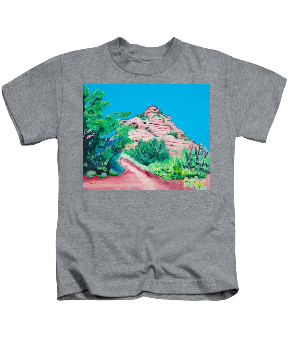 Sedona Kids T-Shirt featuring the painting The Path  20 x 24 by Santana Star