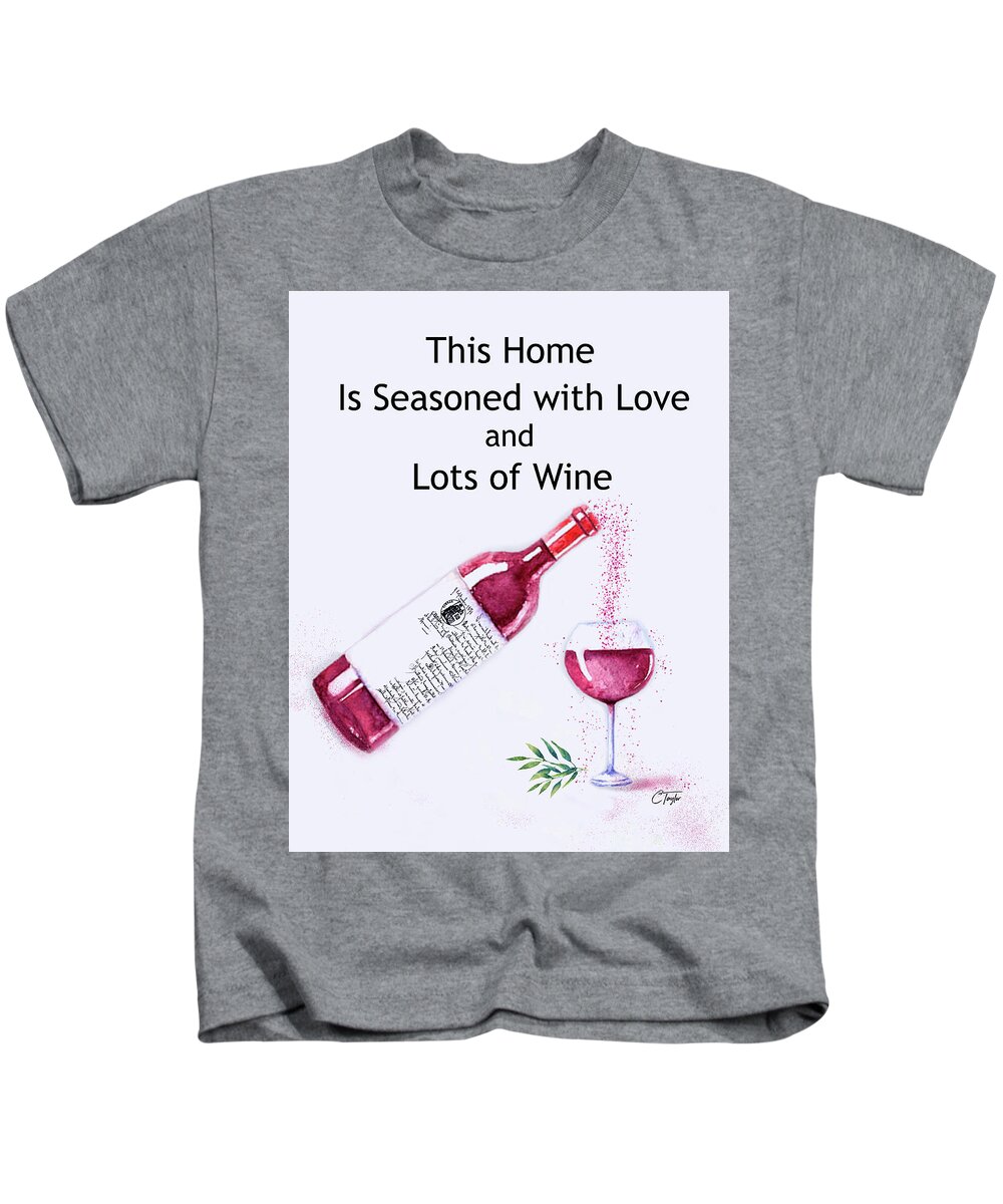 Red Wine Kids T-Shirt featuring the mixed media The Pour by Colleen Taylor