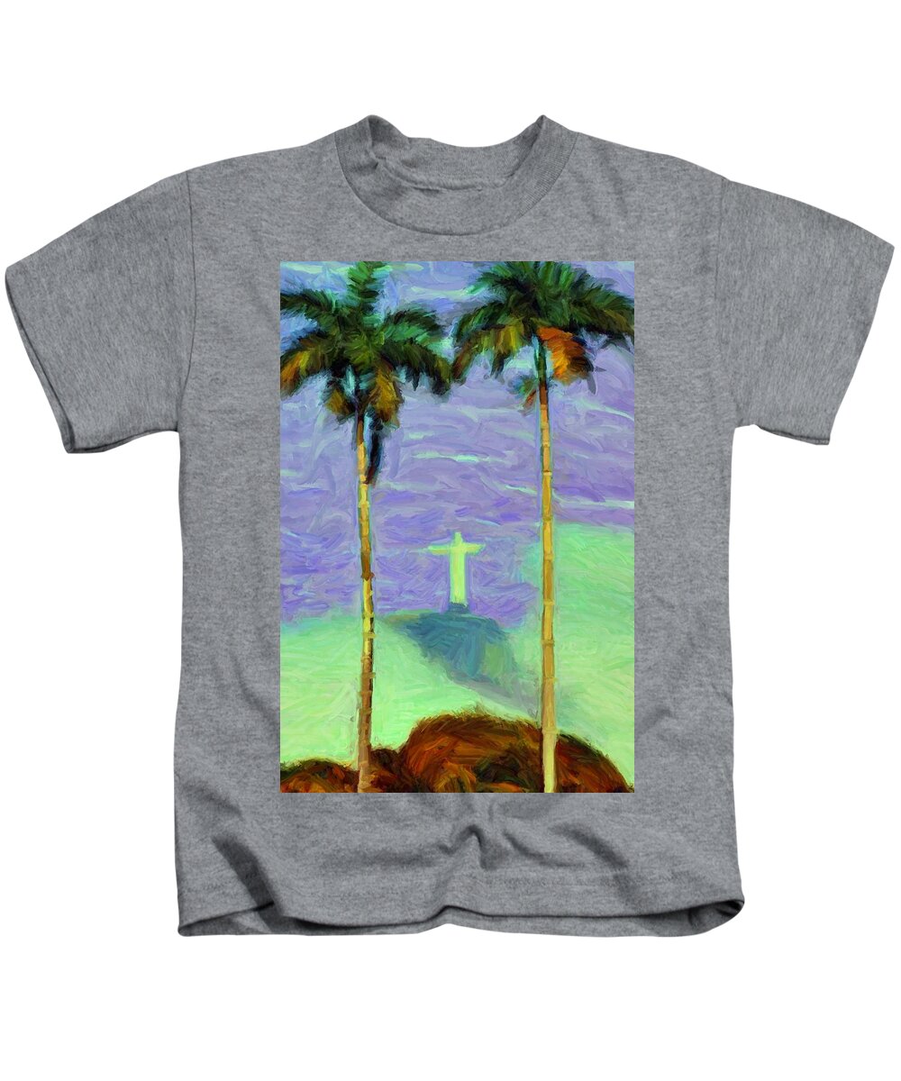 Jesus Christ Kids T-Shirt featuring the digital art The Redeemer by Caito Junqueira