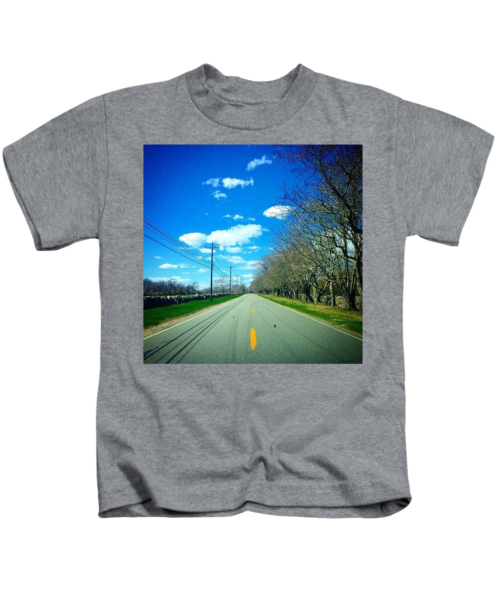 Road Kids T-Shirt featuring the photograph The Road Between by Kate Arsenault 