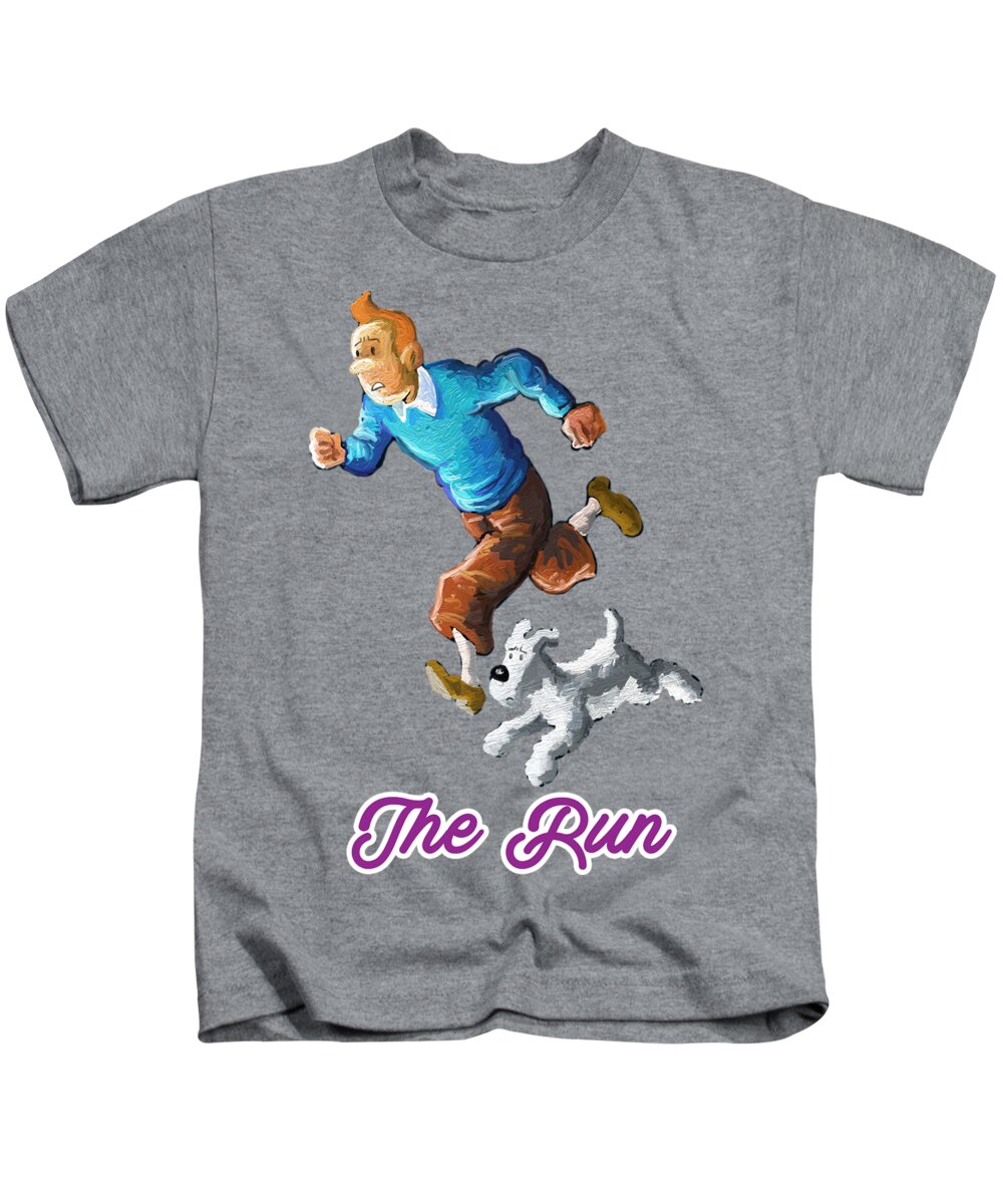 Tintin Kids T-Shirt featuring the painting The Run by Anthony Mwangi