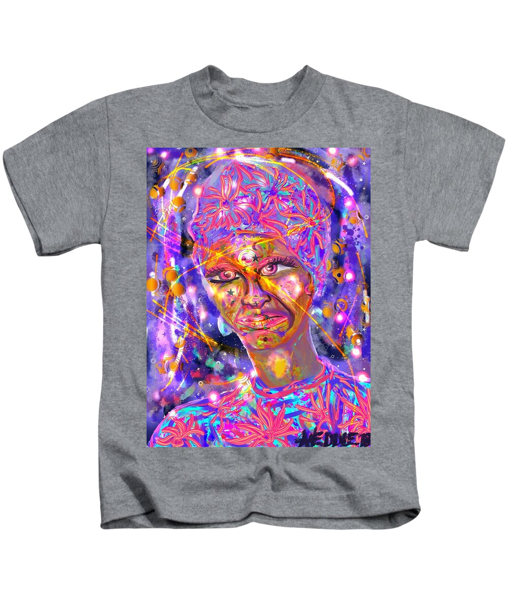 Digital Painting Kids T-Shirt featuring the digital art The Seer by Angela Weddle