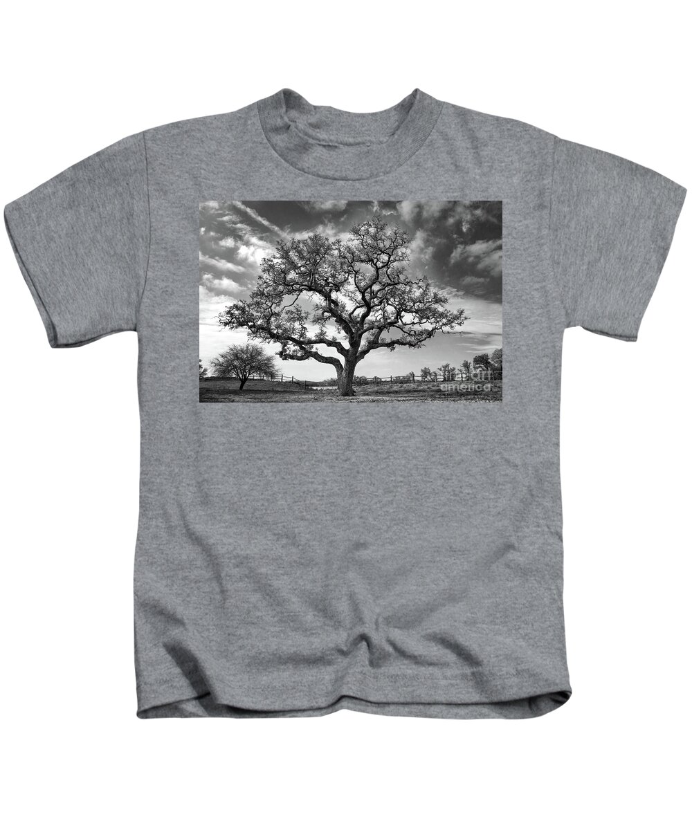 Texas Live Oak Kids T-Shirt featuring the photograph The Sentinel BW by Jemmy Archer