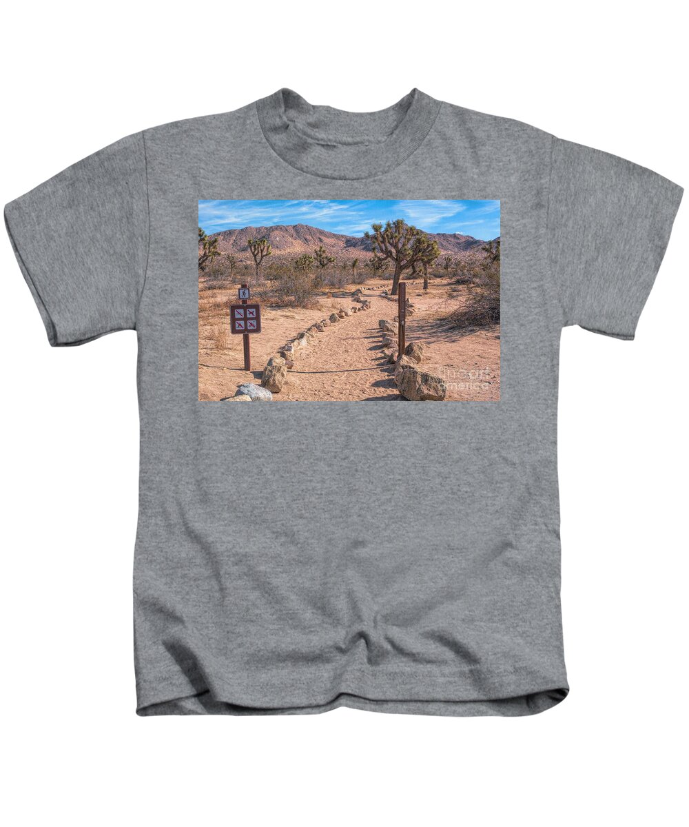 The Trailhead; Trail; Path; Hiking; Adventure; Little Butte; Saddleback Butte State Park; Rocks; Trees; Green; Brown; Yellow; Joe Lach Kids T-Shirt featuring the photograph The Trailhead by Joe Lach