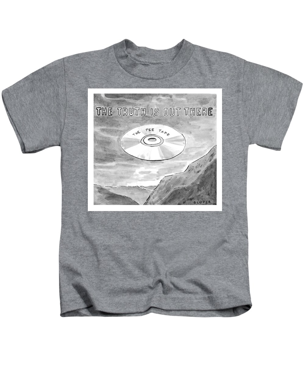 The Truth Is Out There: The Pee Tape Kids T-Shirt featuring the drawing The Truth Is Out There The Pee Tape by Brendan Loper