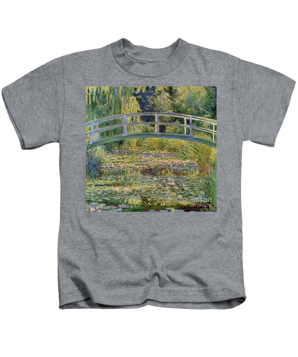 #faatoppicks Kids T-Shirt featuring the painting The Waterlily Pond with the Japanese Bridge by Claude Monet
