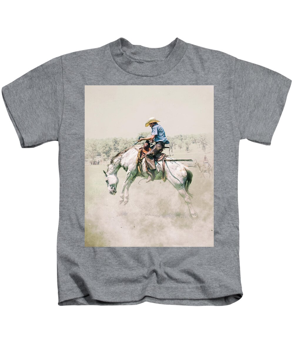 Western Art Kids T-Shirt featuring the photograph The Wild Wild West by Ron McGinnis