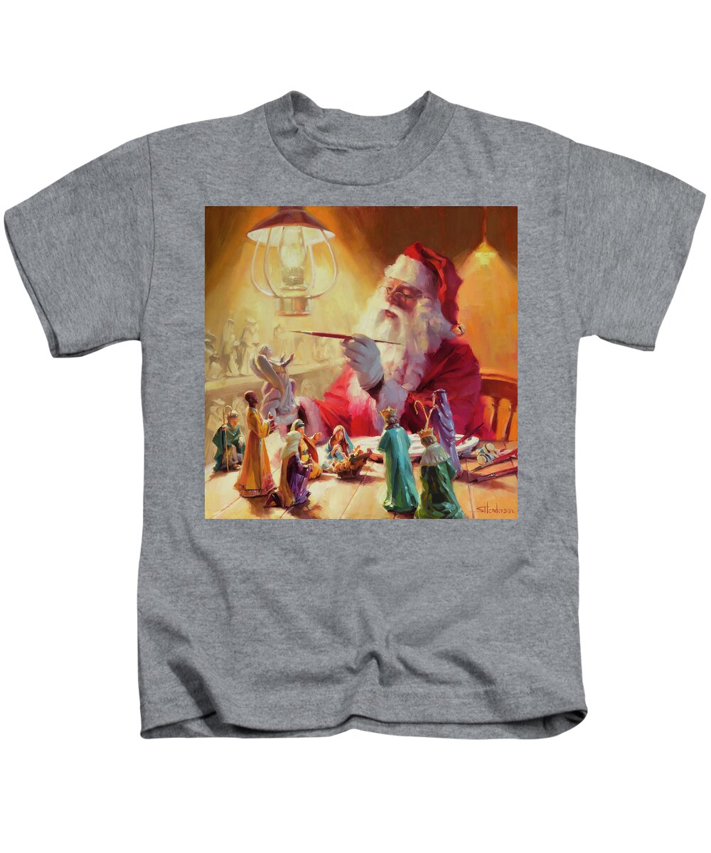 Santa Kids T-Shirt featuring the painting These Gifts Are Better Than Toys by Steve Henderson