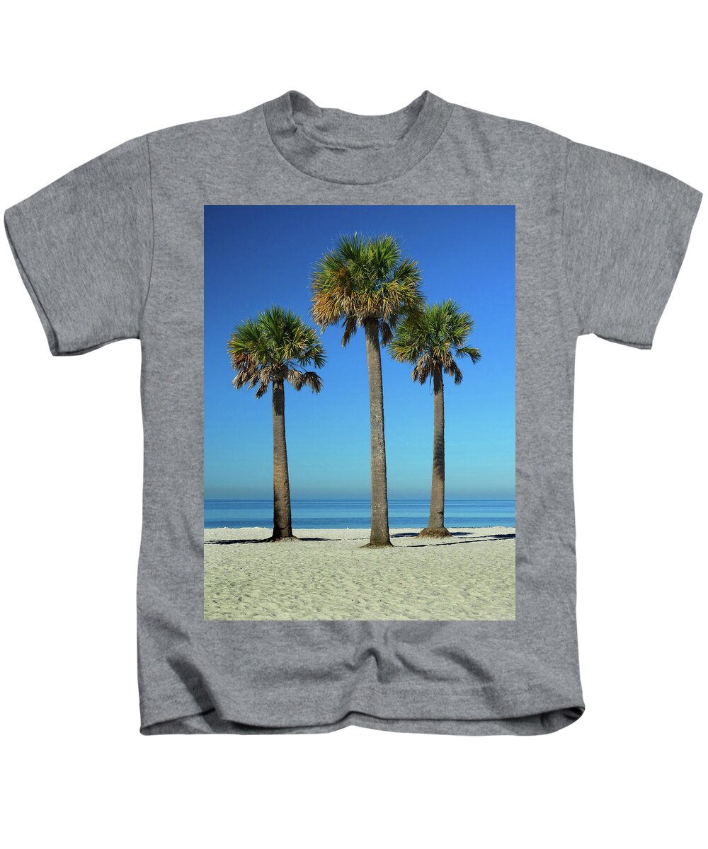 Three Kids T-Shirt featuring the photograph Three Palms in the Morning Light by David T Wilkinson