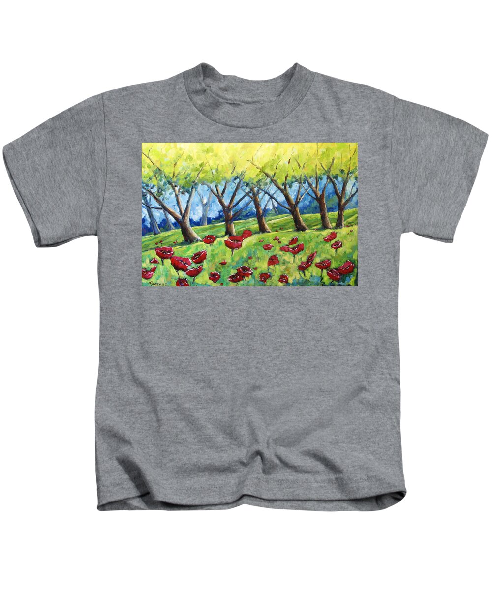 Landscape Kids T-Shirt featuring the painting Through The Meadows by Richard T Pranke