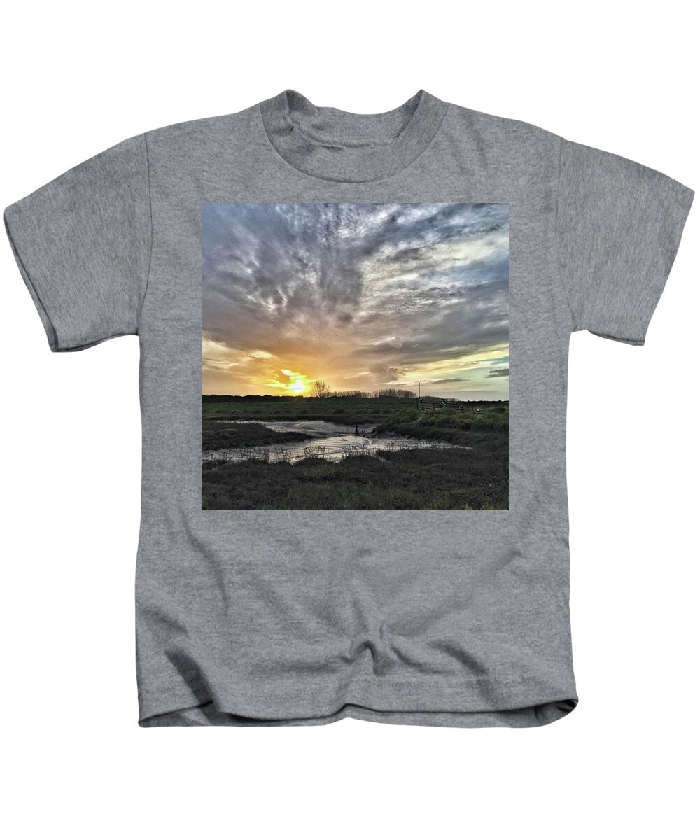 Natureonly Kids T-Shirt featuring the photograph Tonight's Sunset From Thornham by John Edwards
