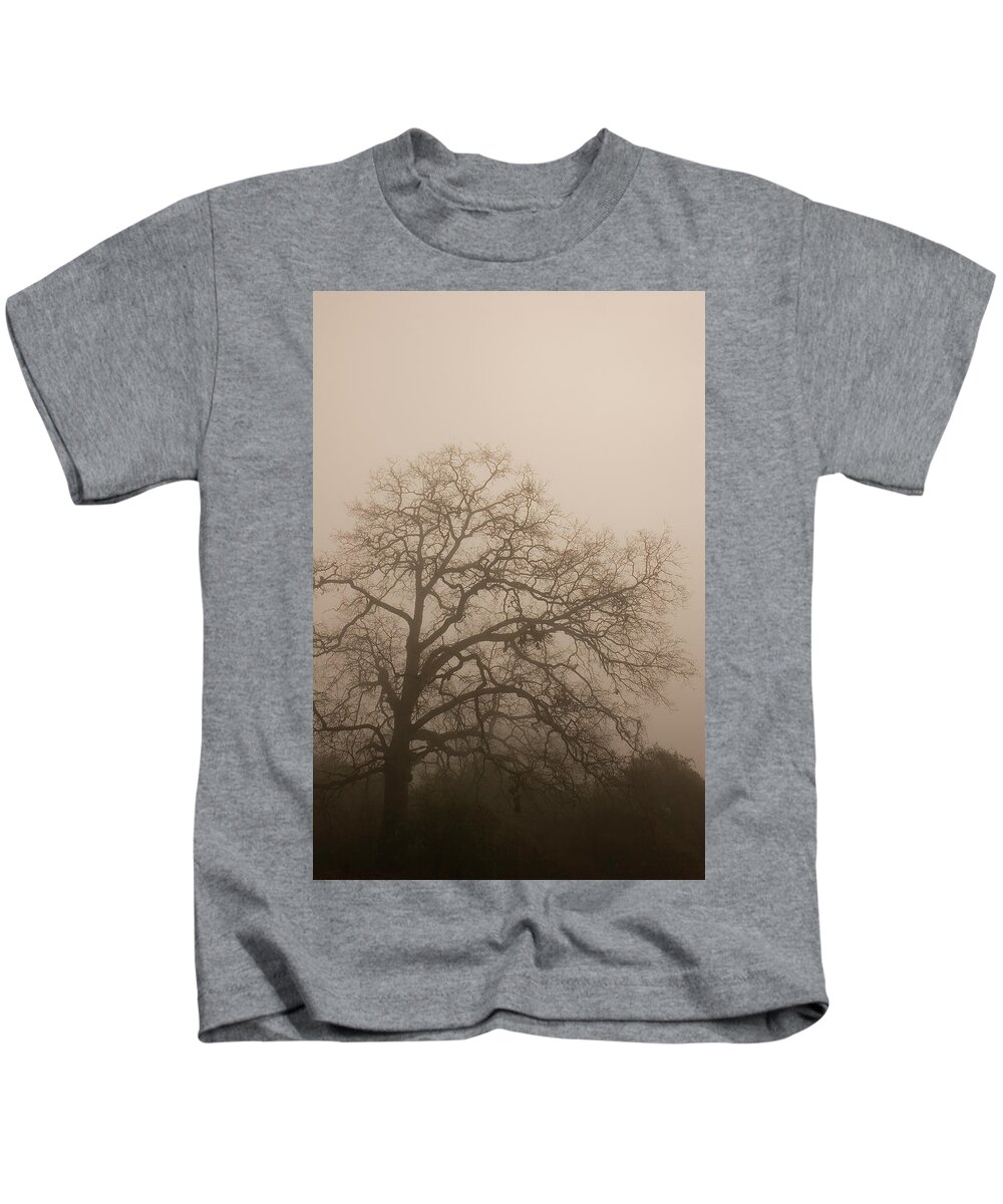 Bark Kids T-Shirt featuring the photograph Tree in Fog by Darryl Brooks