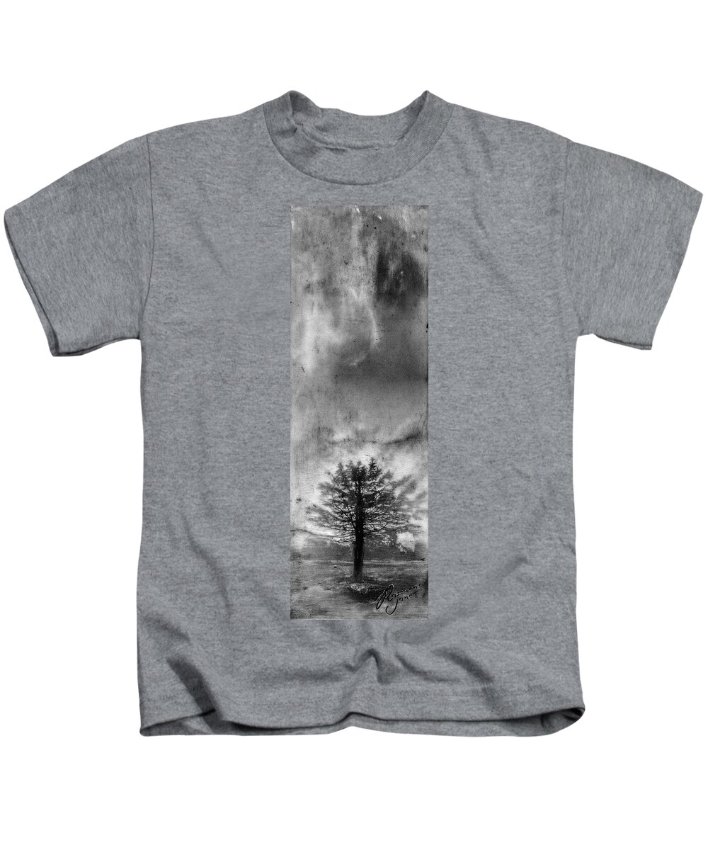 Encaustic Kids T-Shirt featuring the mixed media Tree Mist by Roseanne Jones