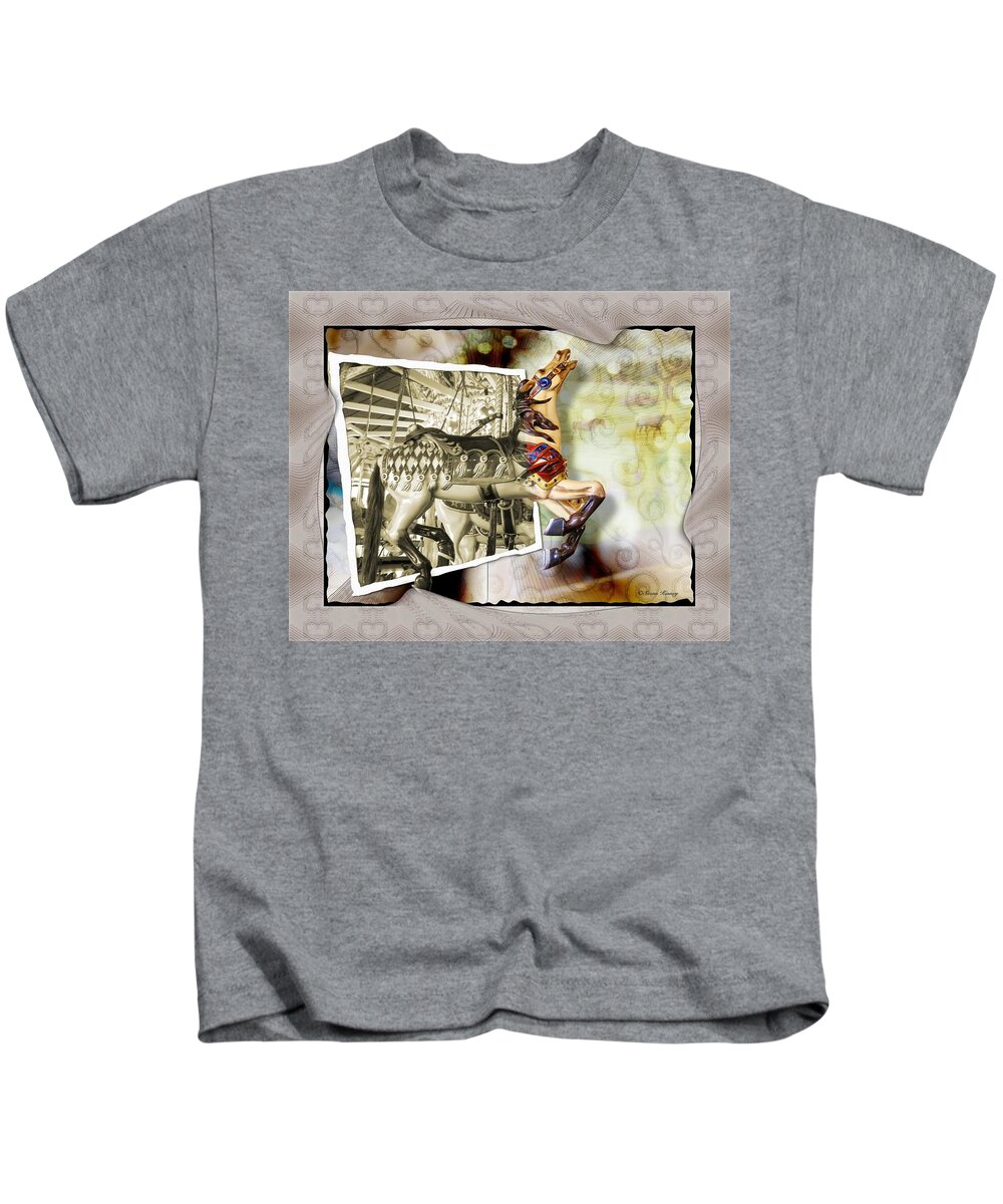Carousel Horses Kids T-Shirt featuring the photograph Triumph by Susan Kinney