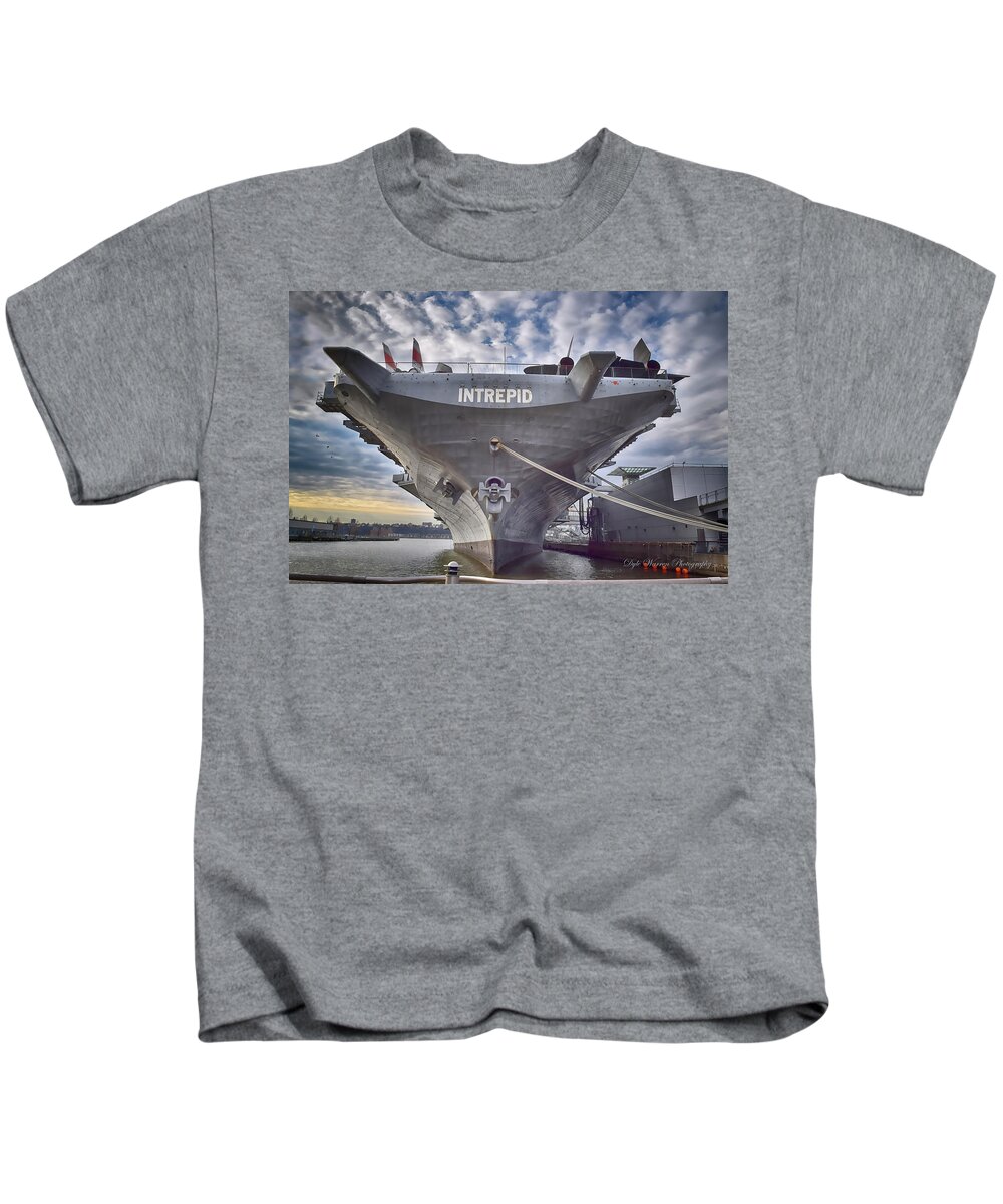 Intrepid Kids T-Shirt featuring the photograph U S S INTREPID's BOW by Dyle Warren