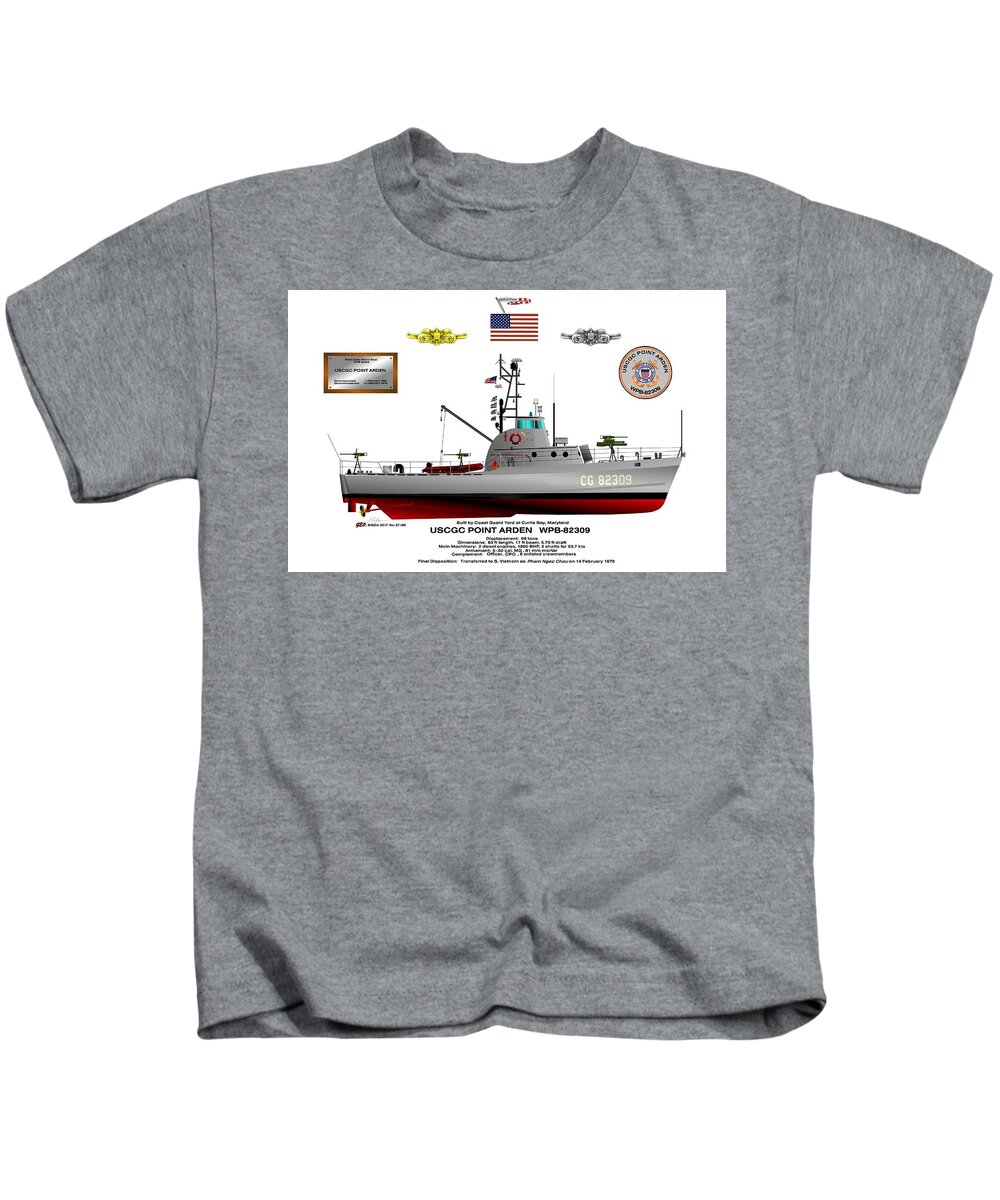 Uscgc Point Arden Wpb-82309 Kids T-Shirt featuring the digital art USCGC Point Arden WPB-82309 by George Bieda