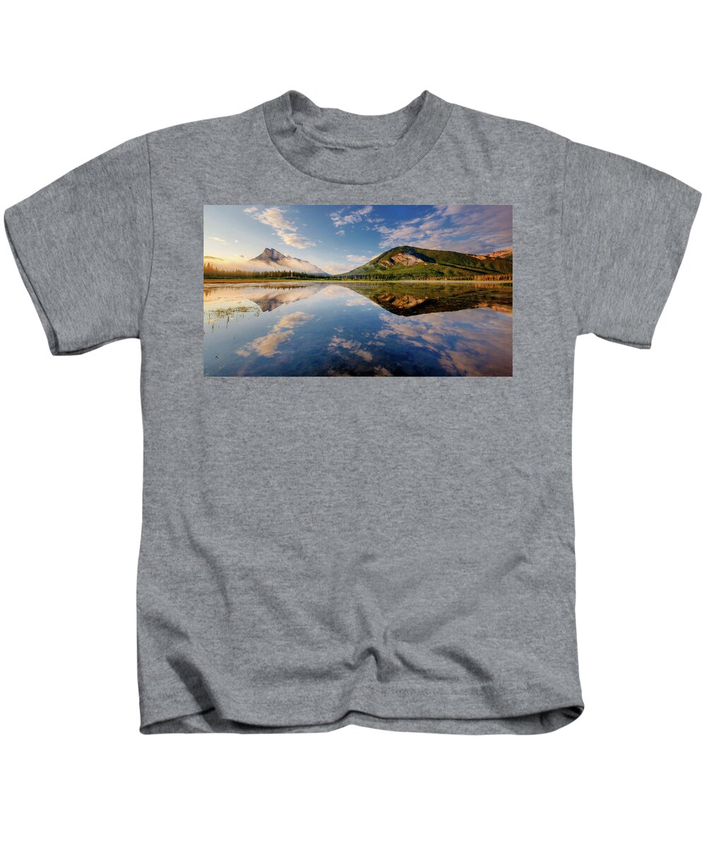 Alberta Kids T-Shirt featuring the photograph Vermilion Reflections by Neil Shapiro