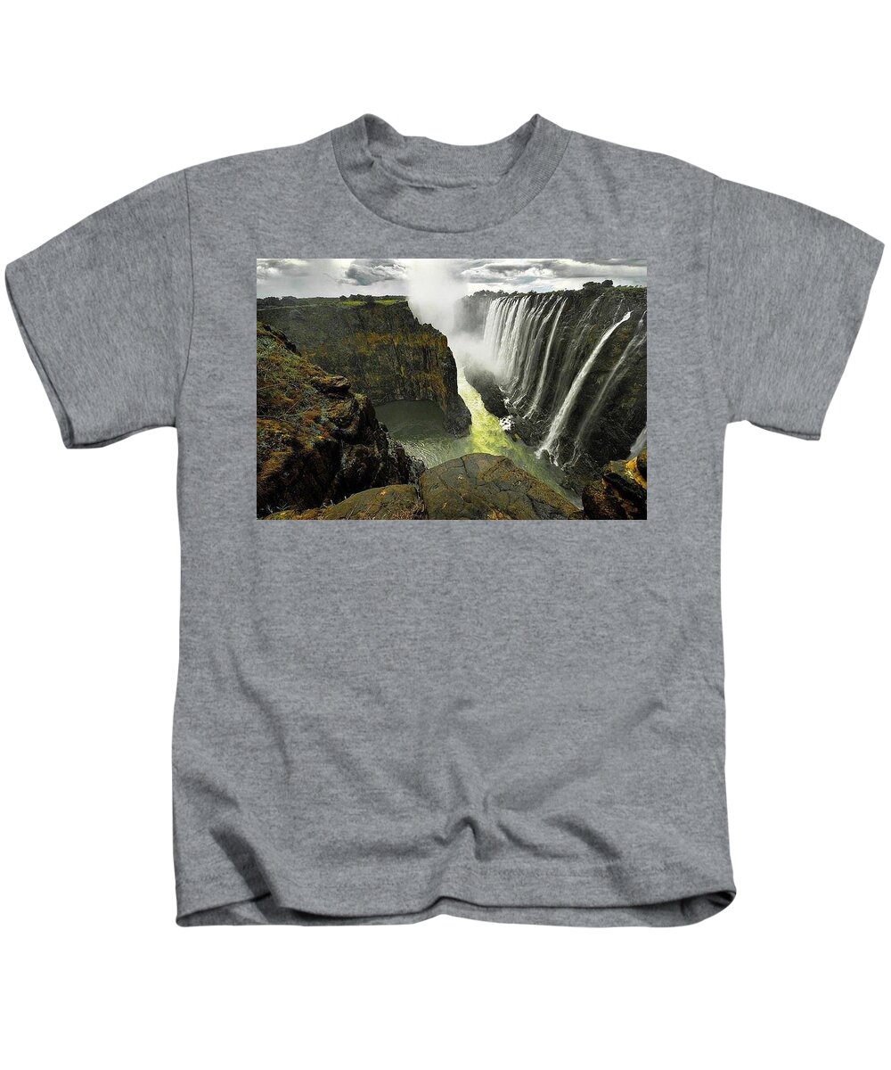 Victoria Falls Kids T-Shirt featuring the photograph Victoria Falls Zambia and Zimbabwe by Andy Bucaille