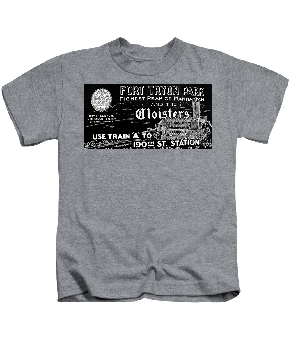 Fort Tryon Kids T-Shirt featuring the photograph Vintage Cloisters and Fort Tryon Park Poster by Cole Thompson