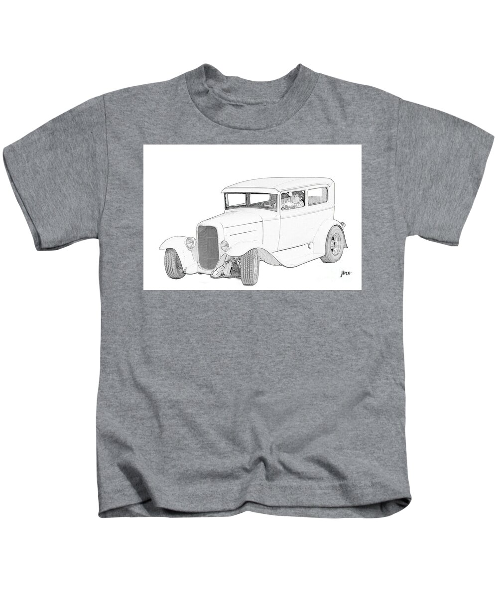 Auto Kids T-Shirt featuring the digital art Vintage by Jim Hatch
