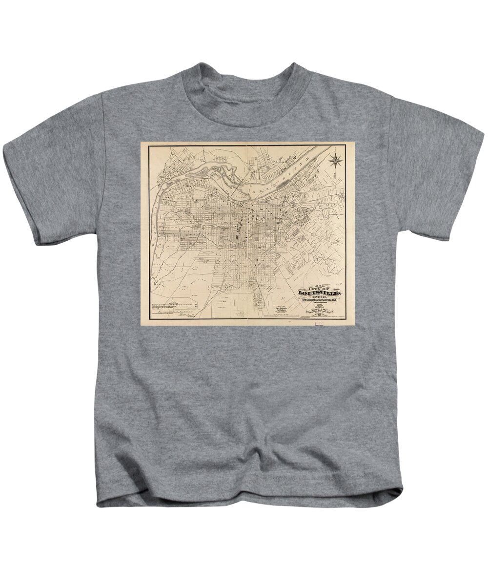 Vintage Map of Louisville Kentucky - 1873 Kids T-Shirt by