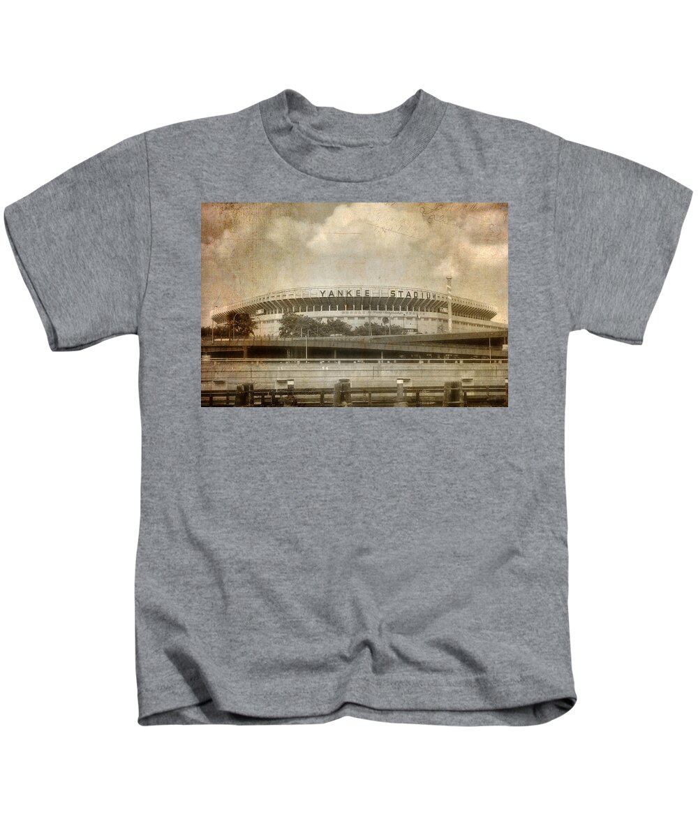 New York Yankees Kids T-Shirt featuring the photograph Vintage Old Yankee Stadium by Joann Vitali