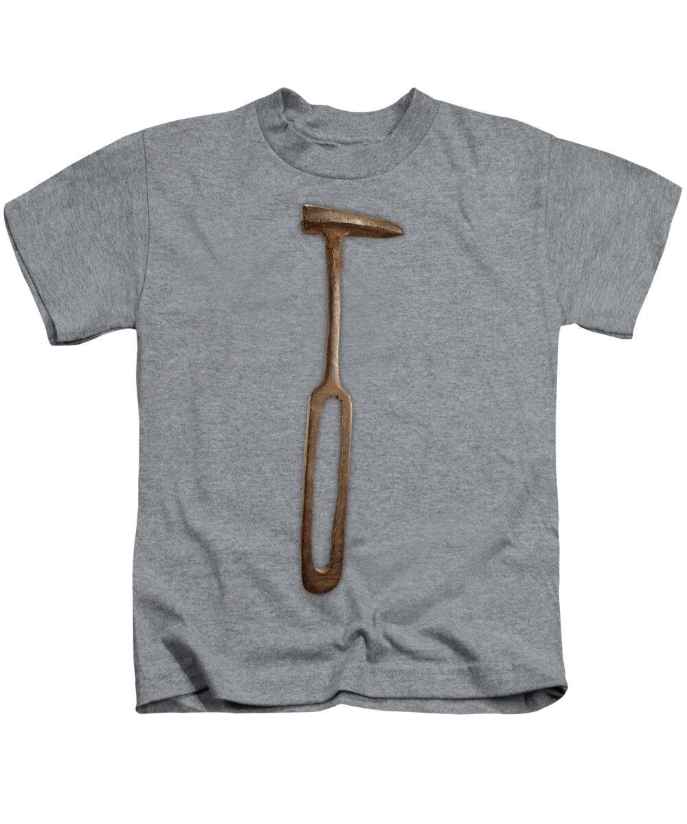 Vintage Hammer Kids T-Shirt featuring the photograph Vintage Rustic Hammer Floating On White by YoPedro